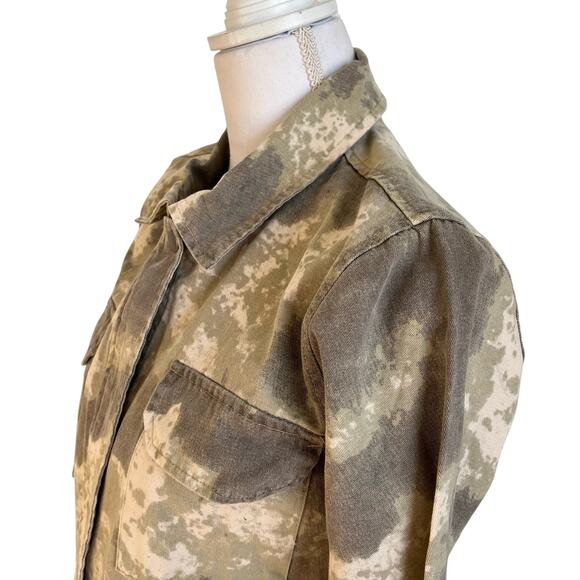 Mystree Jacket Women's Size Small Green Camo Camouflage Drawstring Buttons NWT - Picture 4 of 7